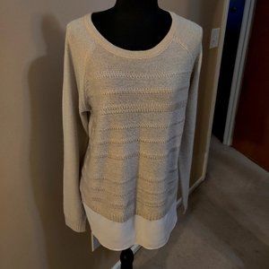 AB Studio Beige Sweater with Sparkles & Silky Under Shirt XL